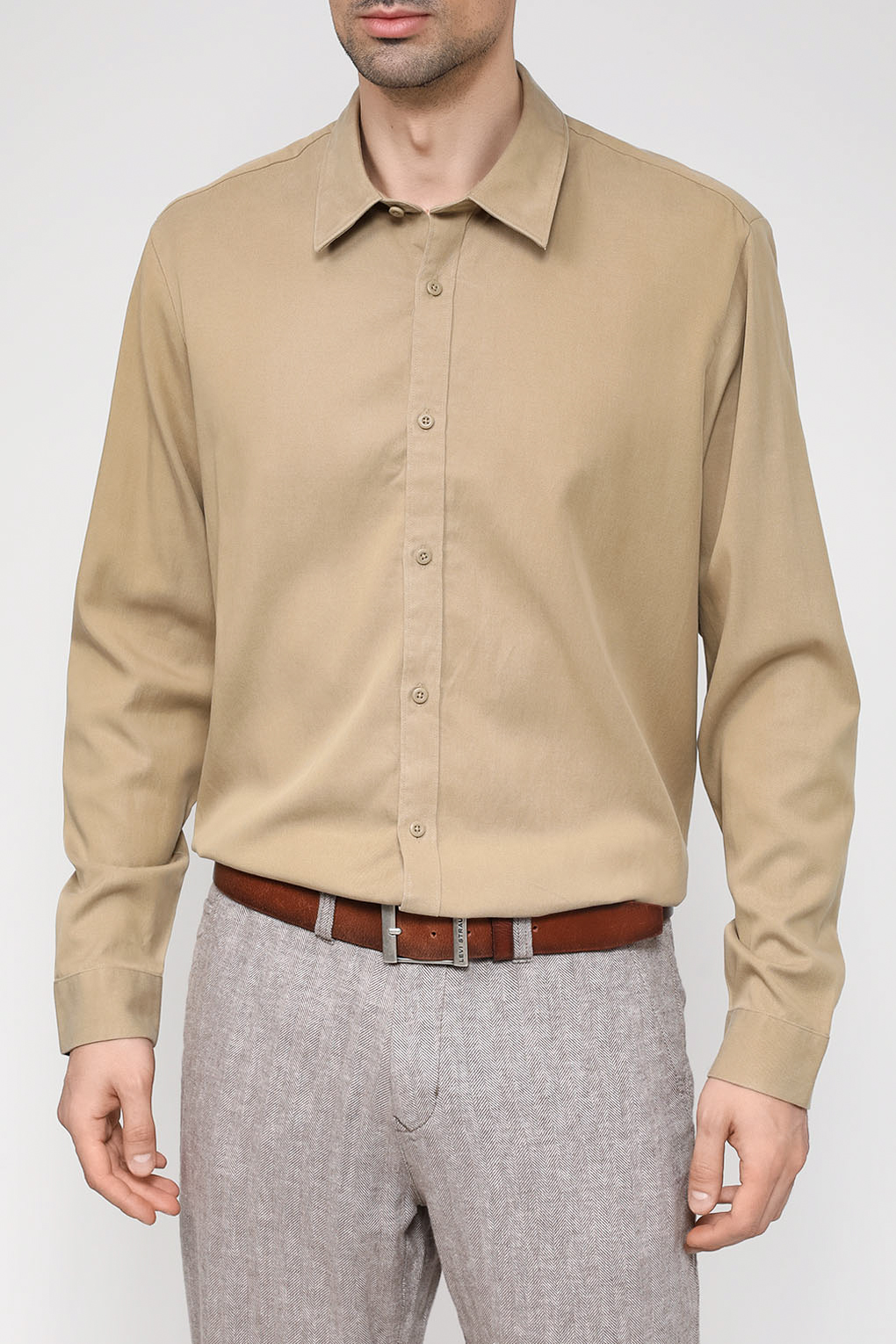 

Рубашка мужская Esprit Casual 023EO2F315 серая L, Бежевый, 023EO2F315
