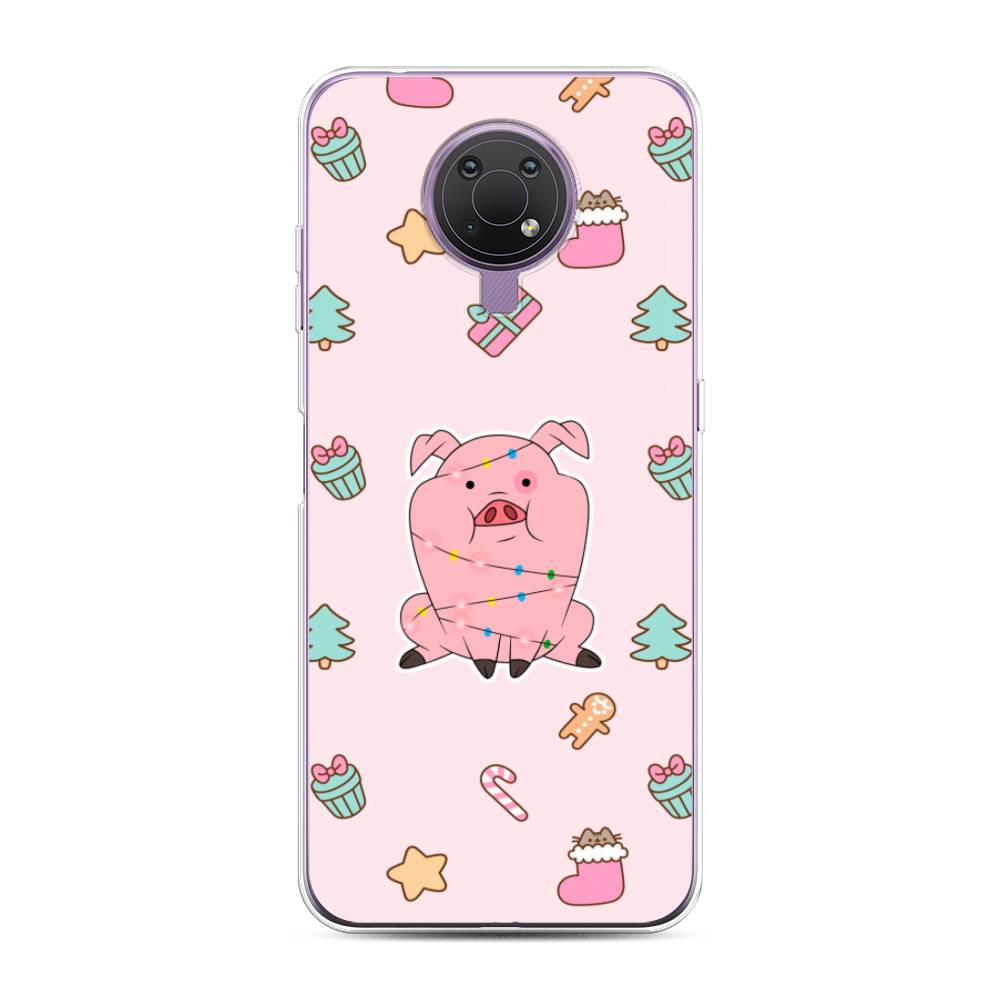 

Чехол на Nokia G20/G10 "Розовая свинка", Розовый;зеленый, 124050-5