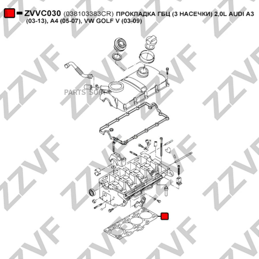 

Прокладка Гбц 3 Насечки 2,0L ZZVF ZVVC030