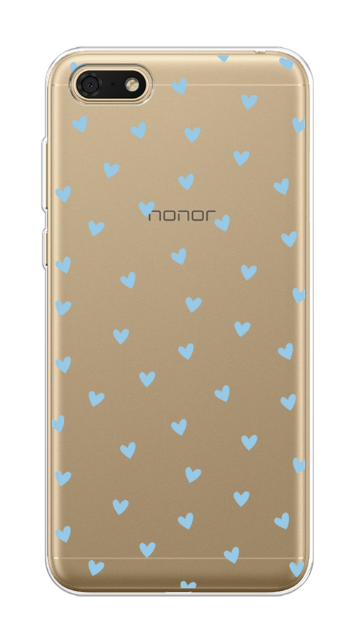 

Чехол на Honor 7A/7A Prime/Y5 Prime 2018/Y5 2018 "Голубые сердечки паттерн", Голубой;прозрачный, 6105850-1