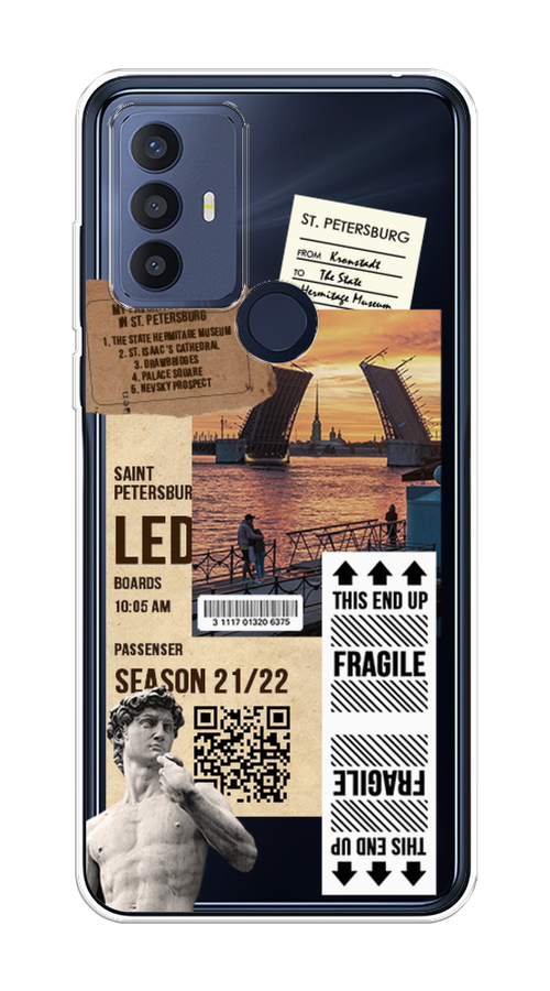 

Чехол на TCL 30E/30 SE/305/306 "Санкт-Петербург коллаж", Коричневый;бежевый;белый, 290450-6