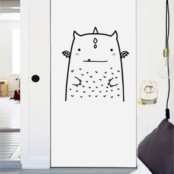 

Наклейка пластик интерьерная чёрная "Дракоша" 29х26 см, Черный