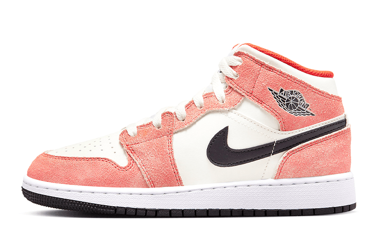 

Кеды унисекс Jordan Air Jordan 1 Mid Orange Suede GS розовые 38.5 EU, Розовый, Air Jordan 1 Mid Orange Suede GS