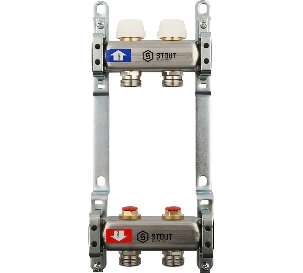 Коллектор из нержавеющей стали без расходомеров STOUT 2 выхода SMS 0922 000002 SMS 0922 000002новые311 хром