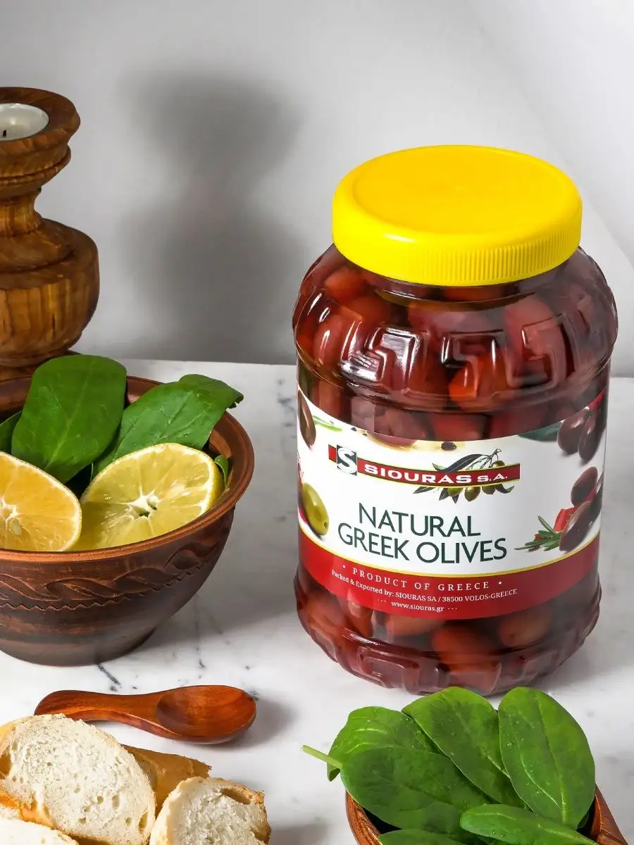 

Оливки Siouras Каламата крупные с косточкой, 1550г