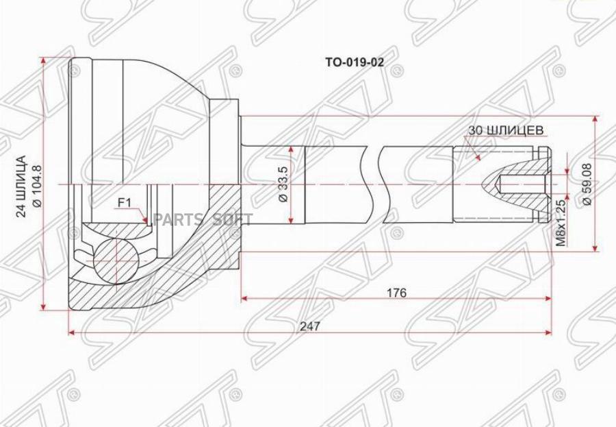 

Шрус Наружный Toyota Land Cruiser 80 94-98 Длинный Sat арт. TO-019-02