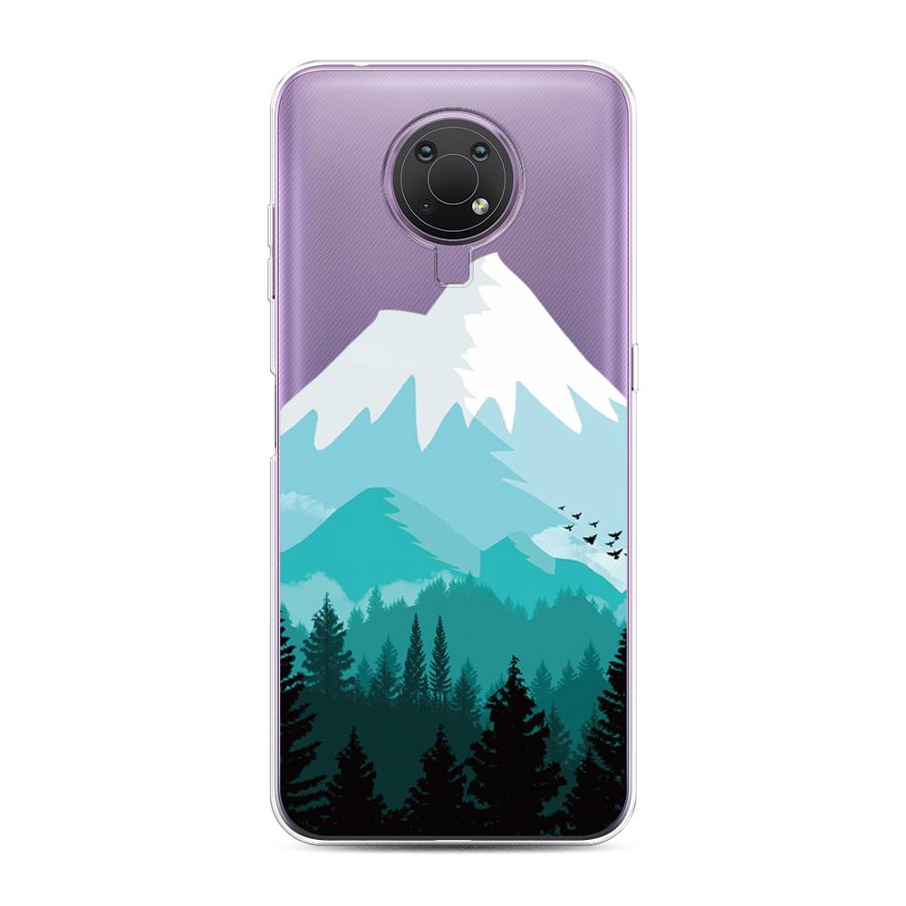 

Чехол на Nokia G20/G10 "Синяя снежная гора", Белый;голубой, 124050-2