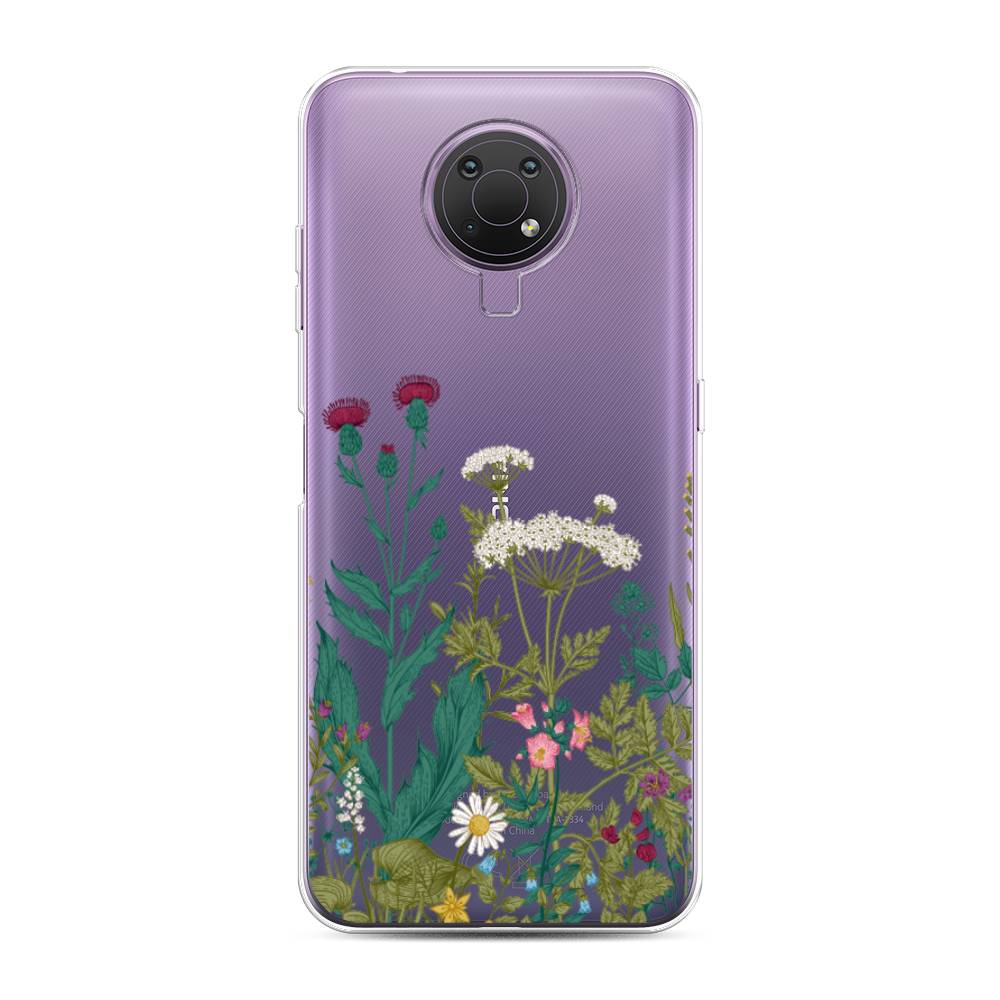 

Чехол на Nokia G20"Дикие полевые цветы", Зеленый;розовый;белый, 124050-2