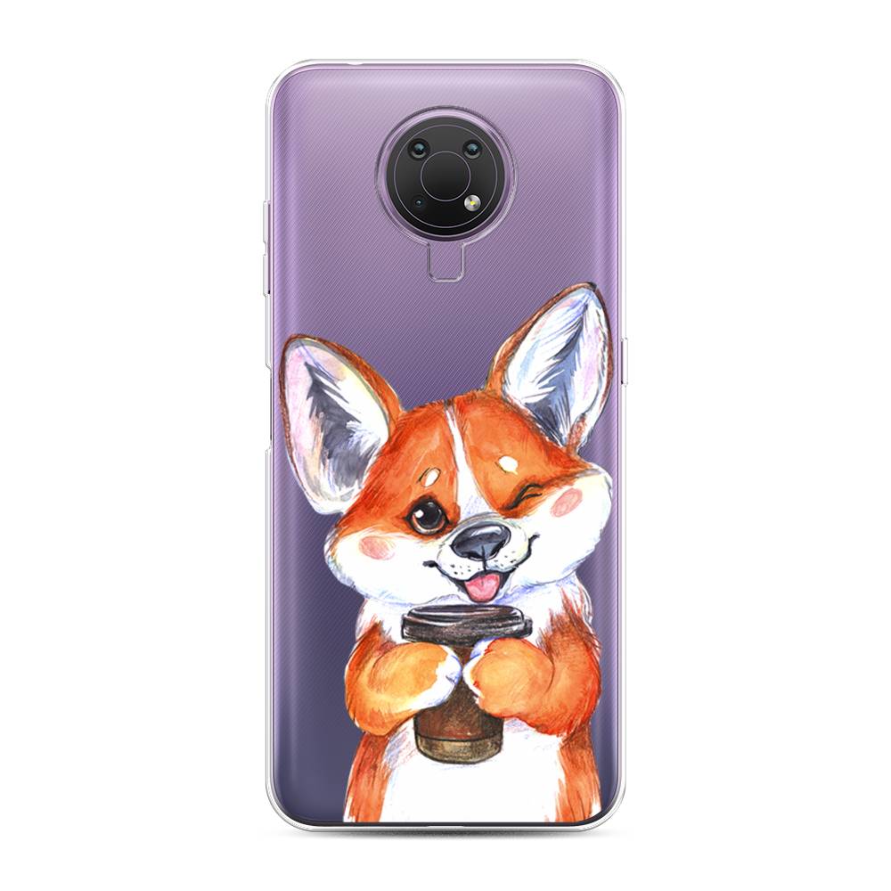 

Чехол на Nokia G20"Корги с кофе", Оранжевый;белый, 124050-4