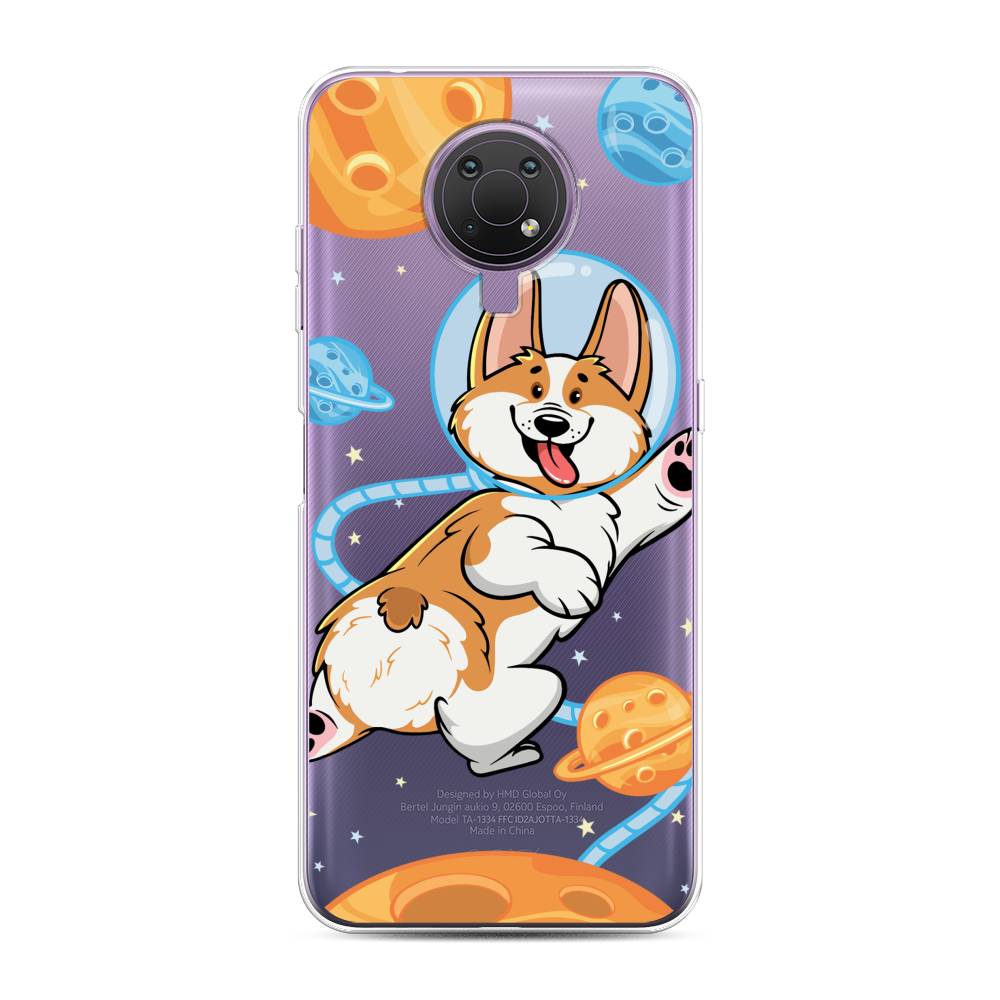 

Чехол на Nokia G20"Корги-космонавт", Голубой;бежевый;белый, 124050-1