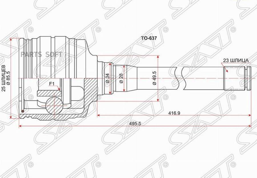 

Шрус Внутренний Rh (правый) Toyota Harrier Sxu/Mcu/Acu15 98- Sat арт. TO-637
