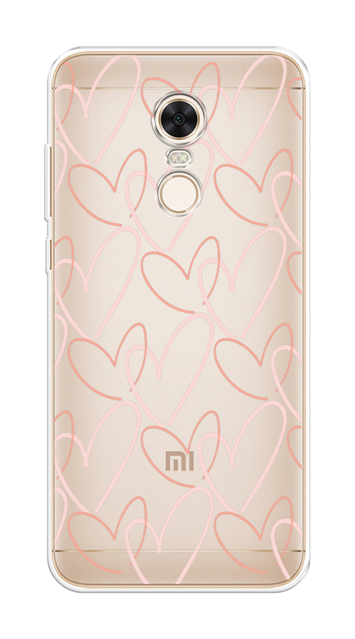 

Чехол на Xiaomi Redmi 5 Plus "Узор из сердечек", Розовый;бежевый, 33150-6