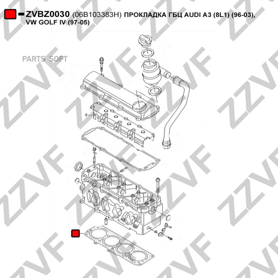 

Прокладка Гбц Audi A3 8L1 96-03, Vw Golf Iv 9 ZZVF ZVBZ0030