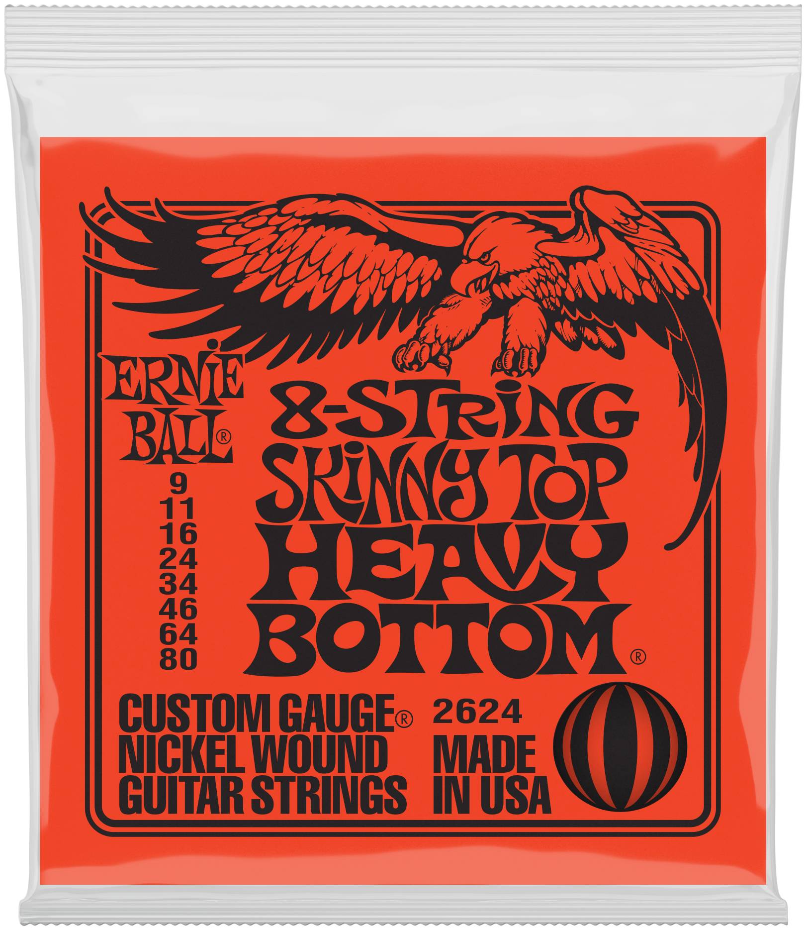 фото Струны д/8 стр электрогит ernie ball 2624 nickel wound slinky skinny top heavy bottom 9-80