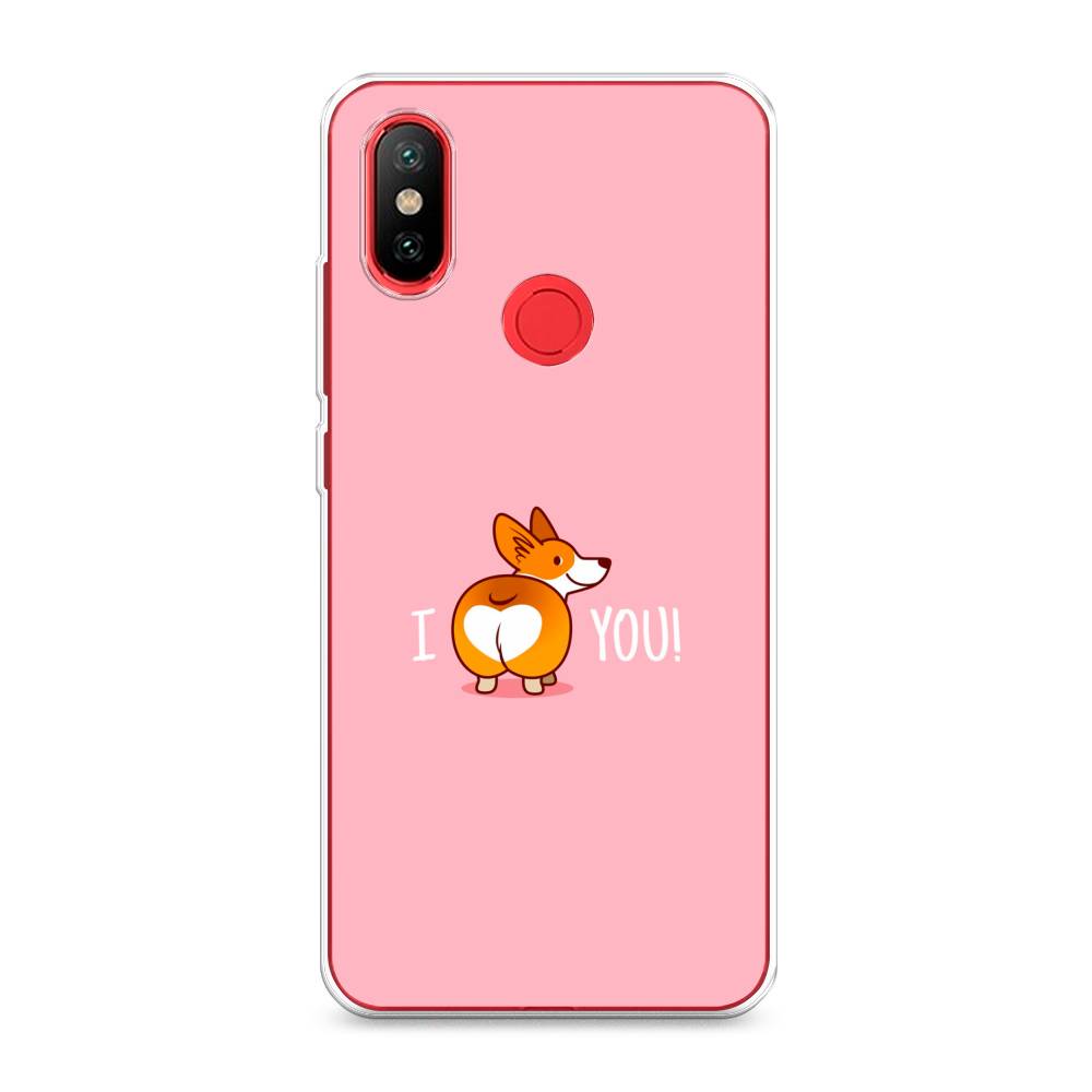 

Чехол на Xiaomi Mi 6X"Корги I love you", Розовый;коричневый;белый, 33250-1