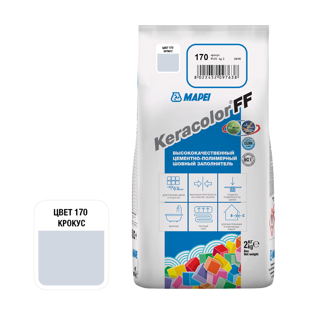 фото Затирка цементная mapei keracolor ff 170 крокус 2 кг