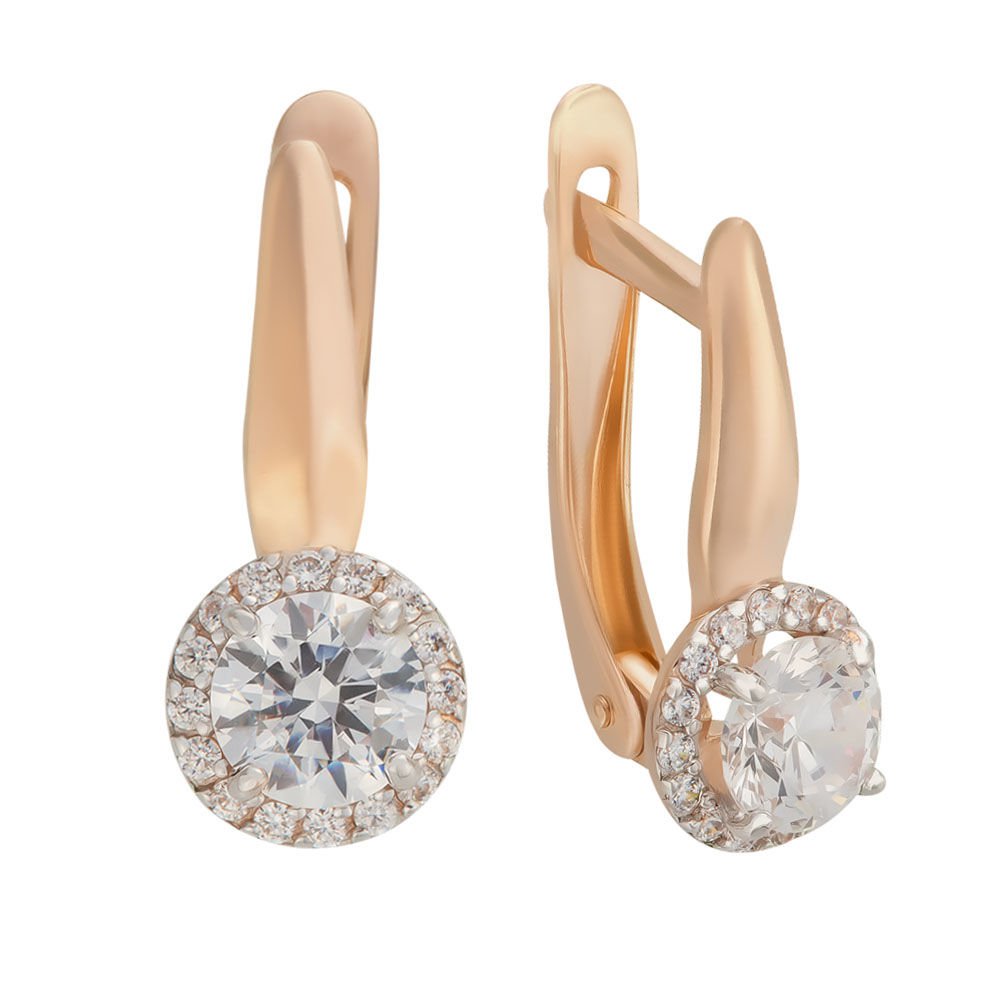 

Серьги из красного золота 585Gold 302004521, фианит, 302004521