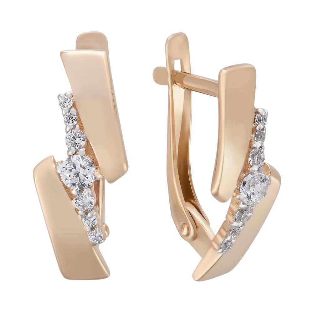 

Серьги из красного золота 585Gold 302004570, фианит, 302004570