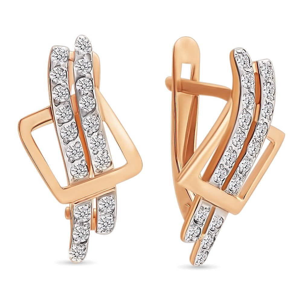 

Серьги из красного золота 585Gold 302004798, фианит, 302004798