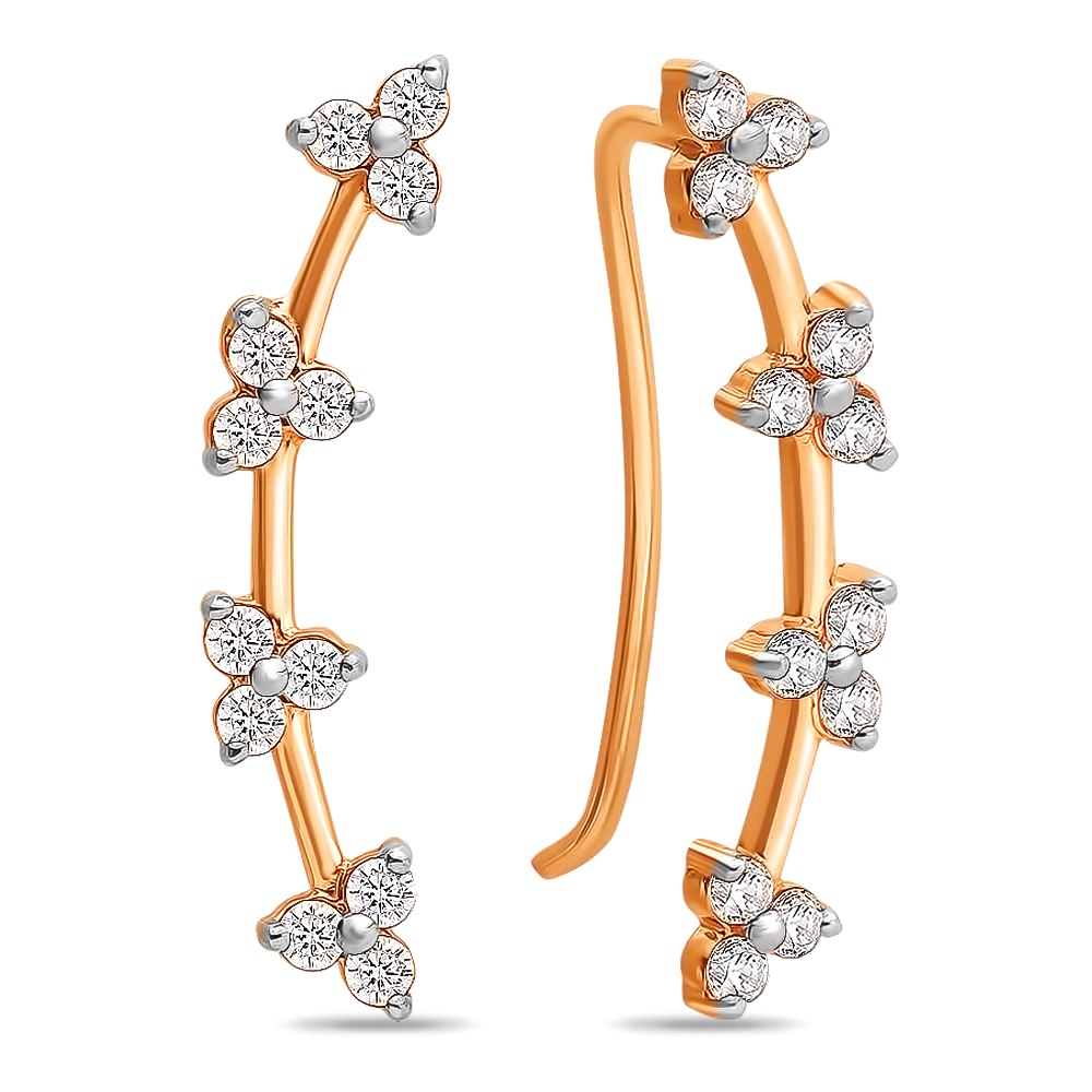 

Серьги клаймберы из красного золота 585Gold 302004791, фианит, 302004791