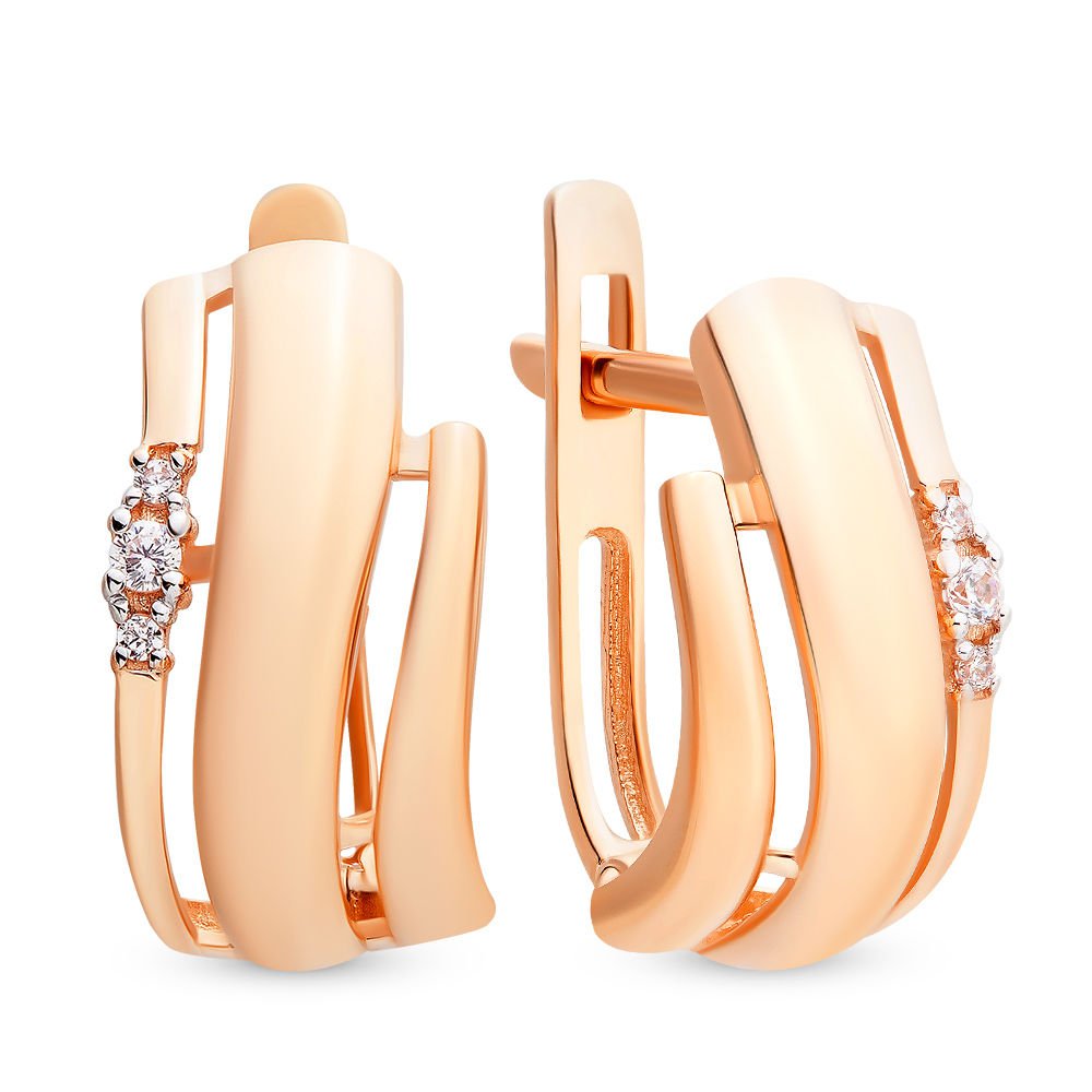 

Серьги из красного золота с фианитом 585Gold 302004774, 302004774