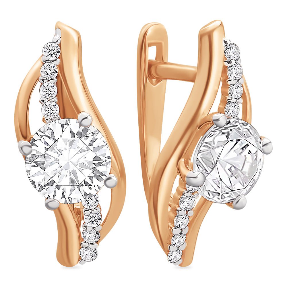 

Серьги из красного золота с фианитом 585Gold 302004865, 302004865