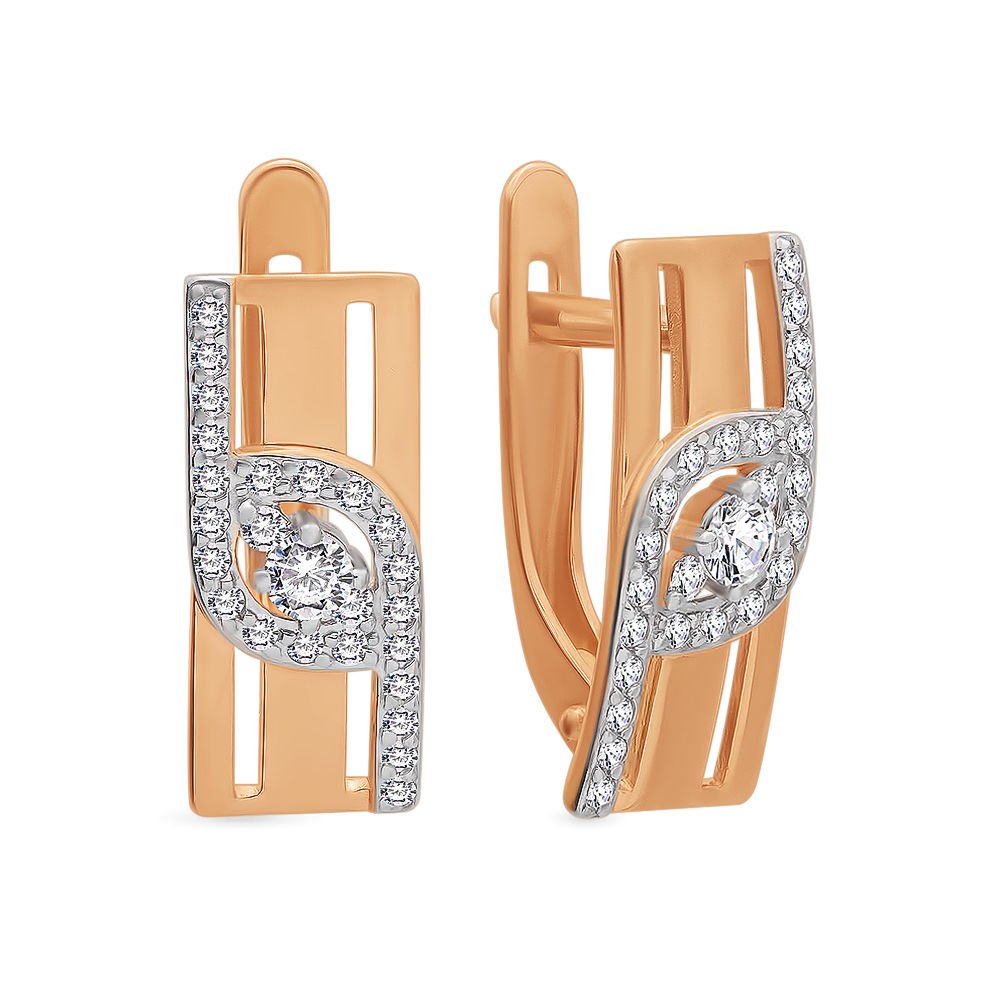 

Серьги из красного золота с фианитом 585Gold 302004977, 302004977