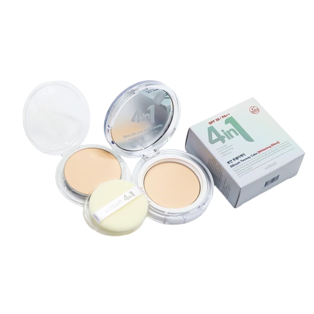 Пудра для лица Dr.Cellio Bboyan Twoway Cake SPF28 4в1 отбеливающий эффект, тон 23