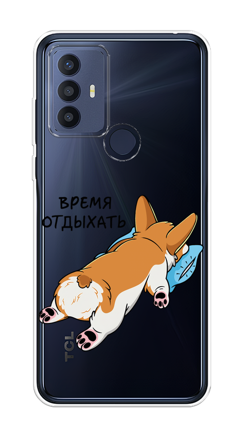 

Чехол на TCL 30E/30 SE/305/306 "Корги отдыхает", Черный;коричневый;голубой, 290450-1