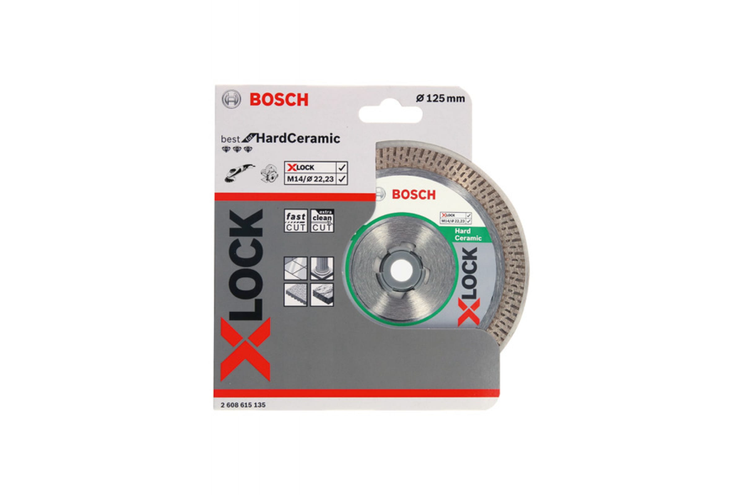 фото Bosch x-lock алмазный диск best for hard ceramic 125 x 22,23 x 1,8 x 10мм 2608615135