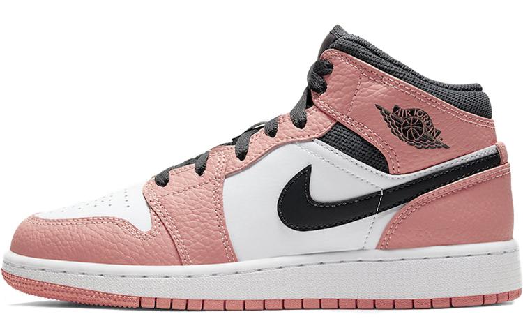 

Кеды унисекс Jordan Air Jordan 1 Mid Pink Quartz GS розовые 38 EU, Розовый, Air Jordan 1 Mid Pink Quartz GS