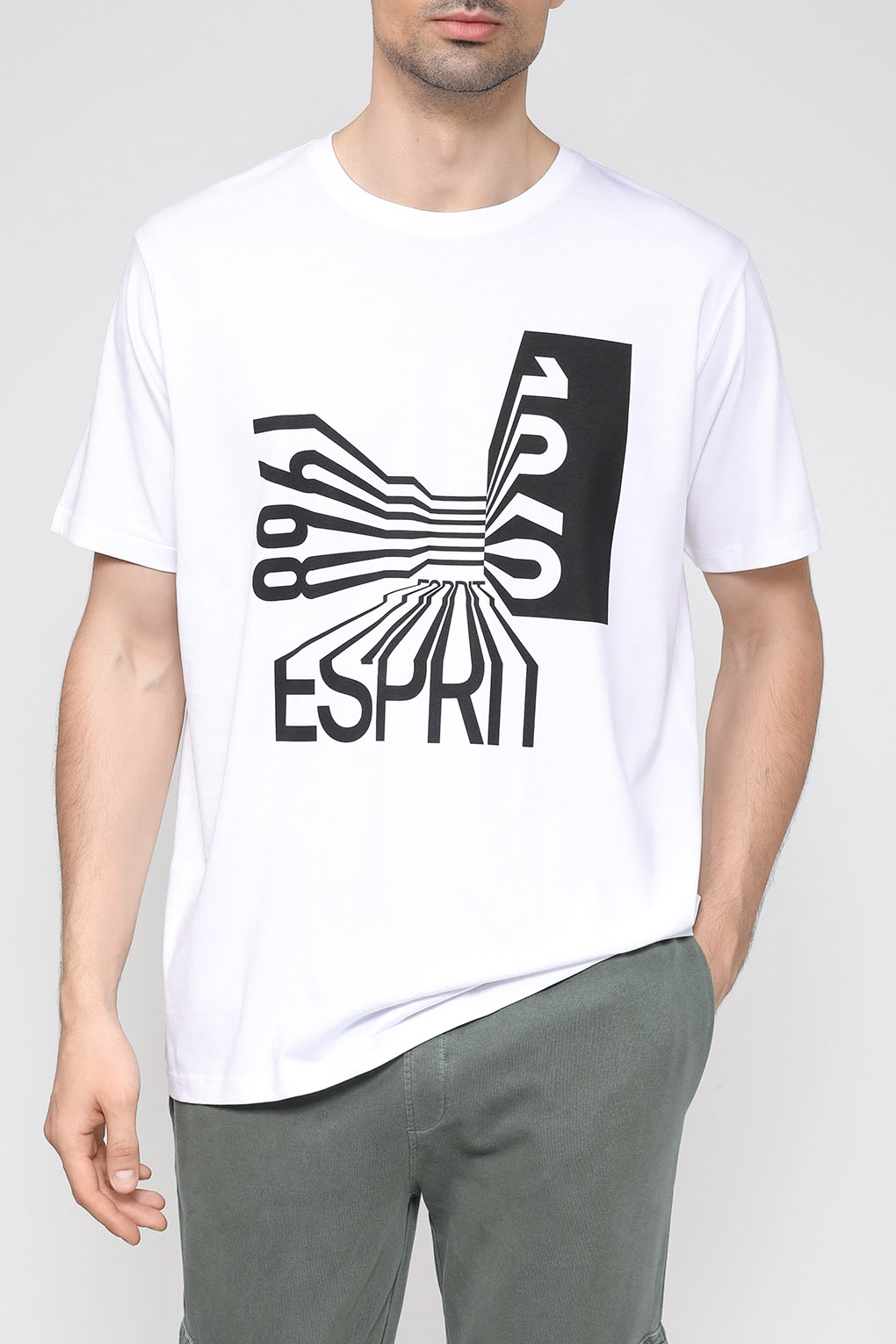

Футболка мужская Esprit Casual 033EE2K303 белая M, Белый, 033EE2K303