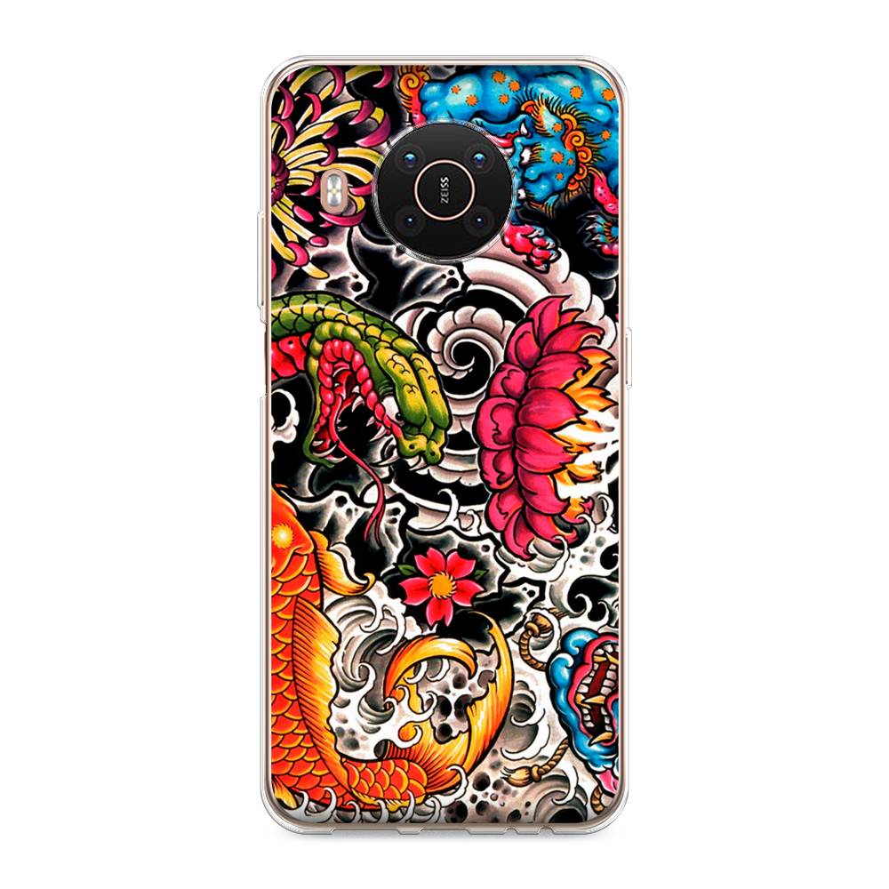 

Чехол на Nokia X20"Японское искусство", Красный;оранжевый;голубой, 124250-4