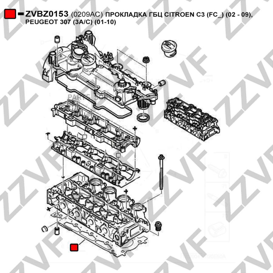 

Прокладка Гбц Citroen C3 Fc 02 - 09, Peugeot ZZVF ZVBZ0153