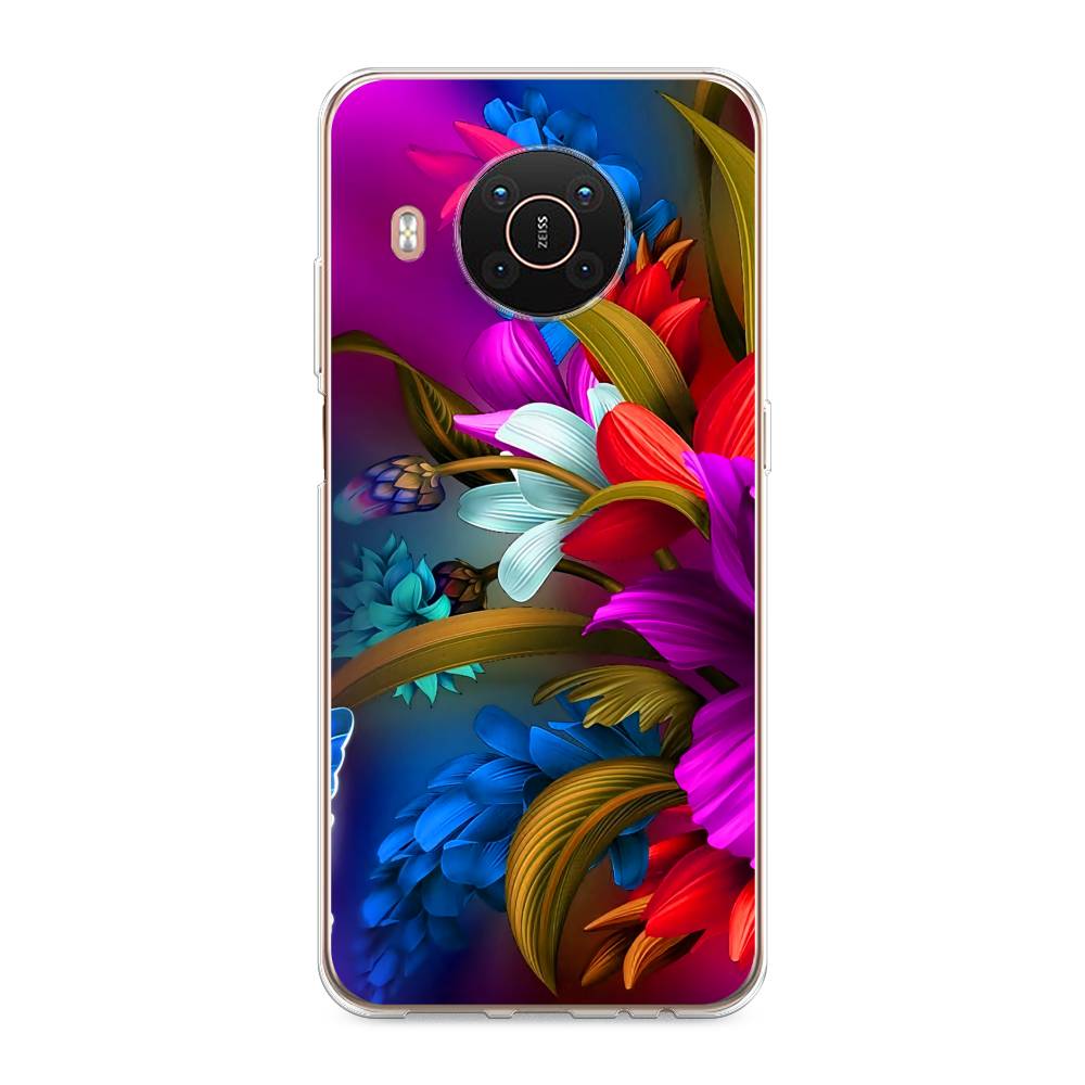 

Чехол на Nokia X20"Фантастические цветы", Фиолетовый;красный;синий, 124250-2