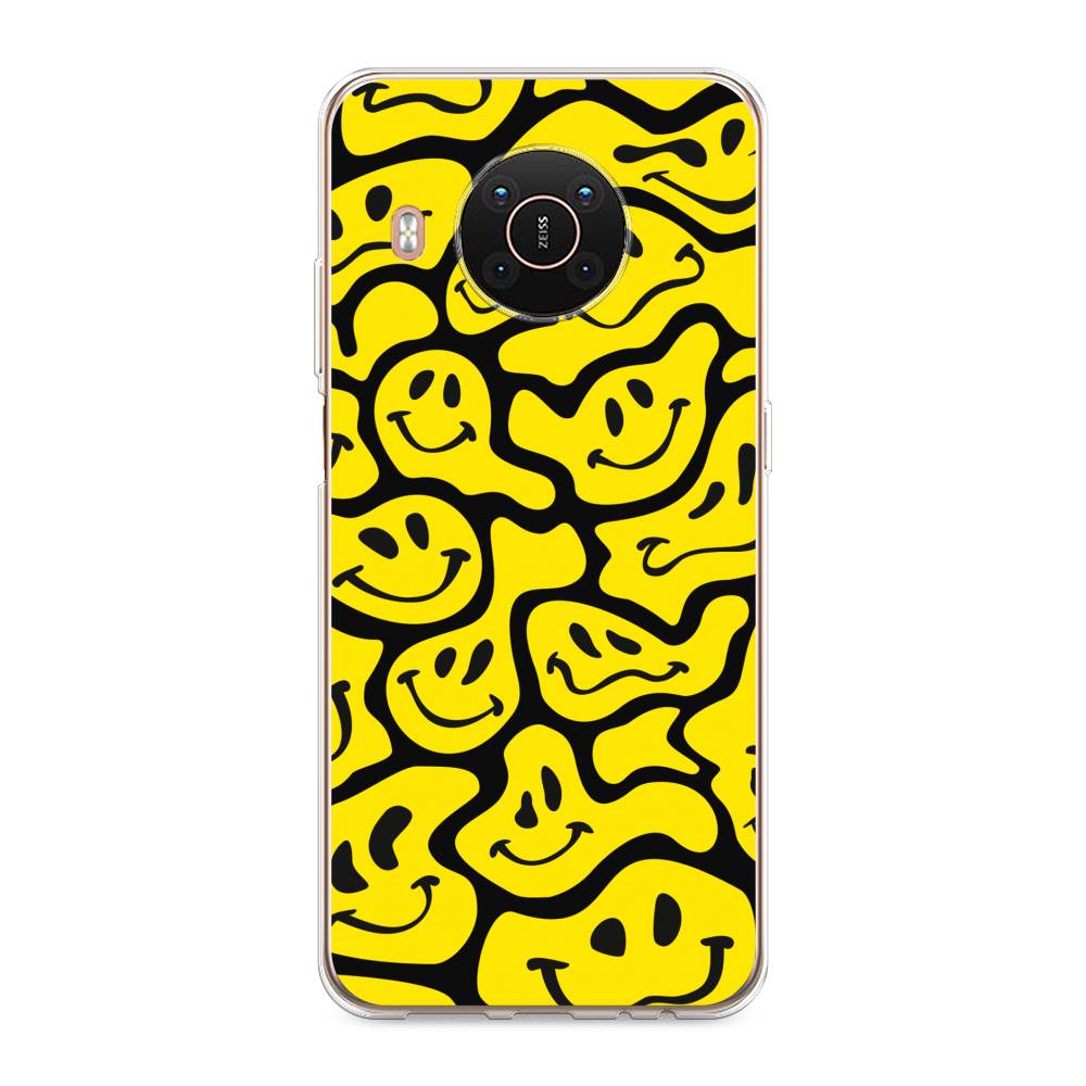 

Чехол на Nokia X20"Расплывчатые смайлики желтые", Черный;желтый, 124250-6