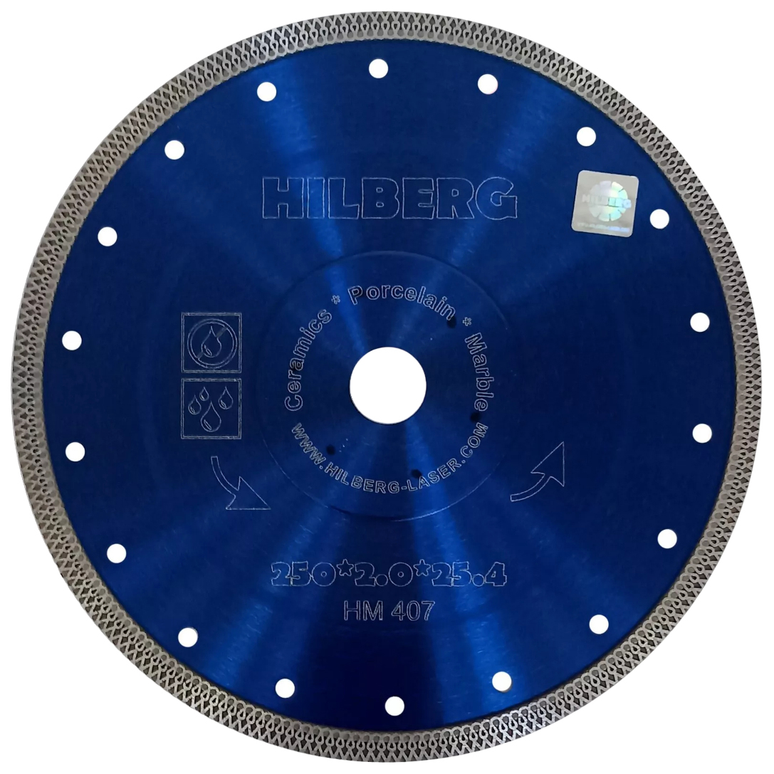 

Hilberg Диск алмазный отрезной 250x25,4/22,23 Hilberg Турбо ультратонкий х-тип HM407