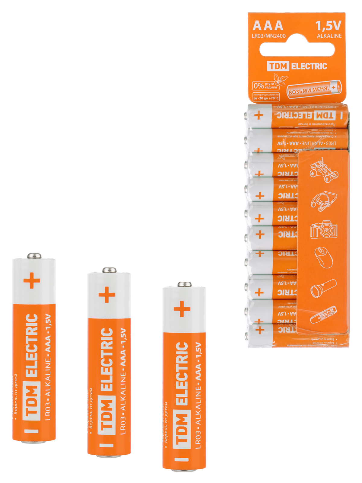 Элемент питания LR03 AAA Alkaline 1,5V SC-10 TDM SQ1702-0057