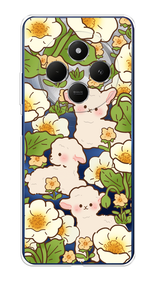 

Чехол на Xiaomi Redmi 14C/Poco C75 4G "Овечки в цветах", Зеленый;бежевый, 322950-1