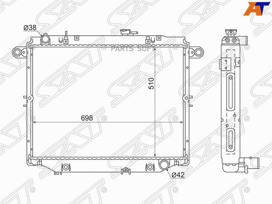

SAT Радиатор TOYOTA LAND CRUISER 100/LEXUS LX470 UZJ100 V8 4.7 98-