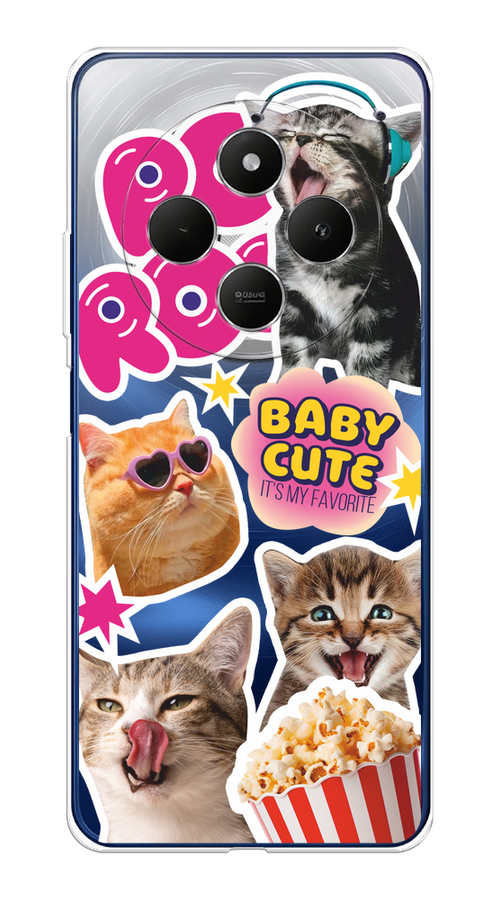 

Чехол на Xiaomi Redmi 14C/Poco C75 4G "Popcorn cats", Серый;коричневый;розовый, 322950-1