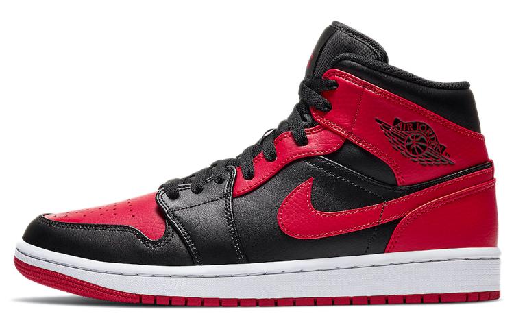 

Кеды унисекс Jordan Air Jordan 1 mid red and black разноцветные 44 EU, Разноцветный, Air Jordan 1 mid red and black