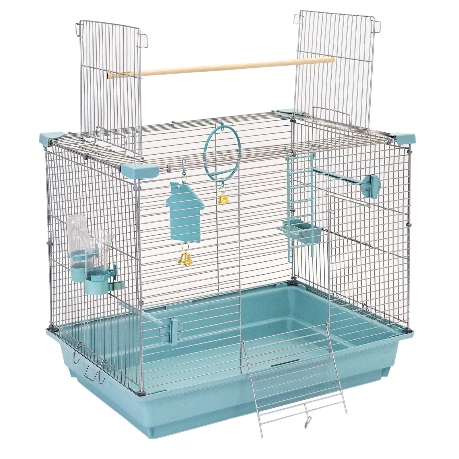 

Клетка для птиц ЛОФТ-1 разборная PetTails, 1 секция, шаг прута 11мм, 58х40х48см, бирюзовая, ЛОФТ
