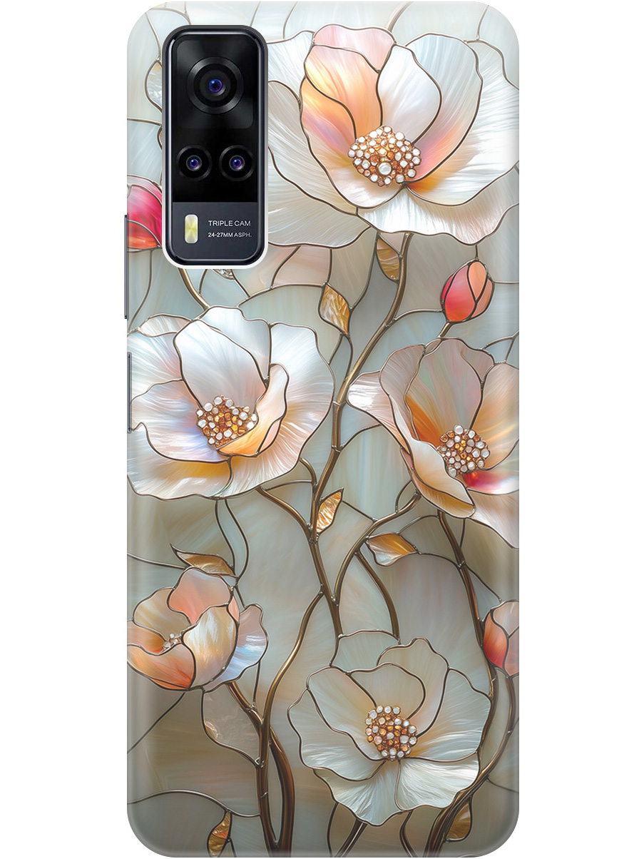 

Силиконовый чехол на Vivo Y31/Y53s 4G/Y51 2020 с принтом "Фарфоровые цветы", Прозрачный;белый;черный, 743438323