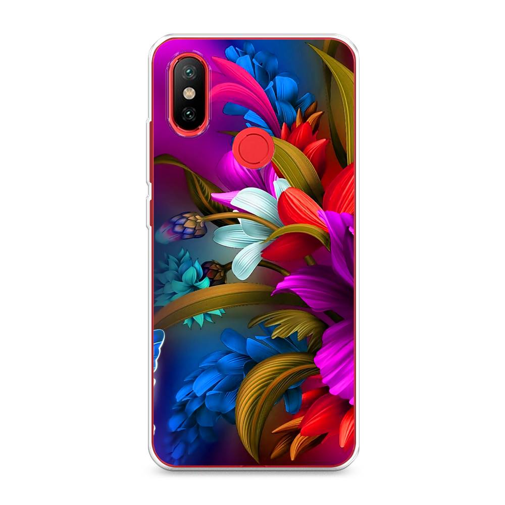 

Чехол на Xiaomi Mi 6X"Фантастические цветы", Фиолетовый;красный;синий, 33250-2