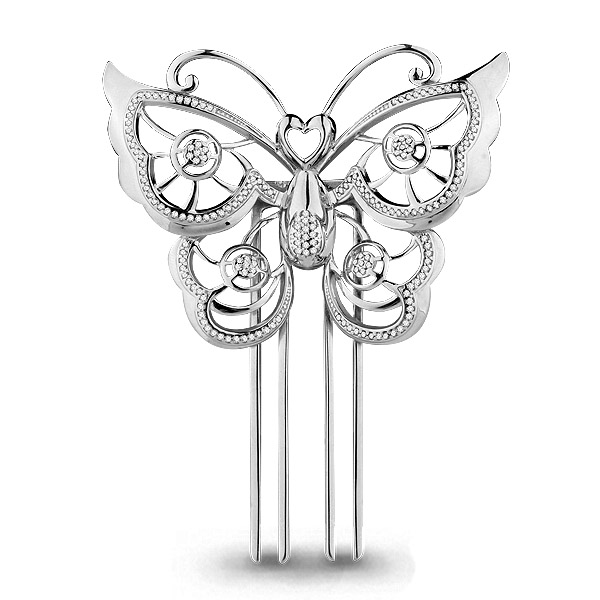 

Гребень из серебра с фианитом Aquamarine 72699А, 72699А