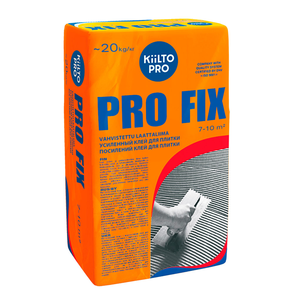 

Клей для плитки/ керамогранита/ камня Kiilto Pro Fix серый (класс С2) 20 кг, Прозрачный