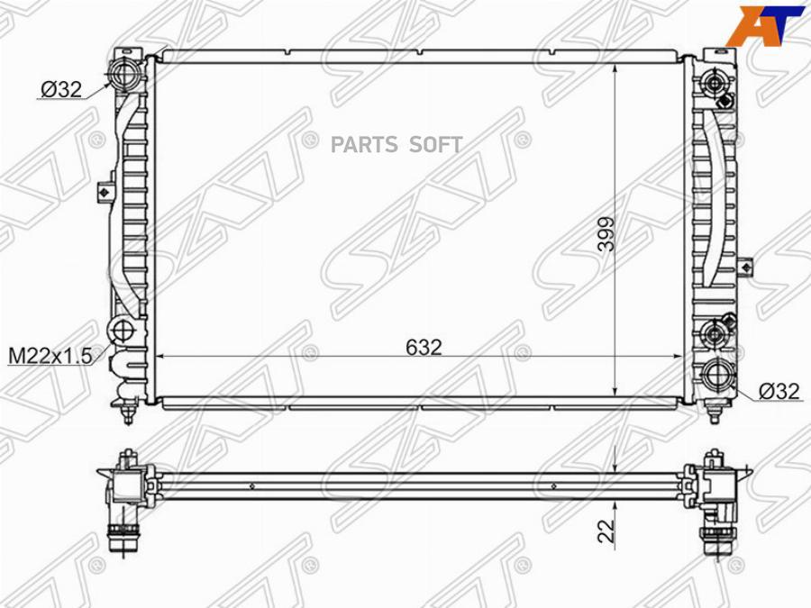 

SAT Радиатор AUDI A4/S4 2.4/2.5TD/2.6/2.8 94-00/AUDI A6/S6 2.4 97-04/VW PASSAT B5+ 2.5TD/2