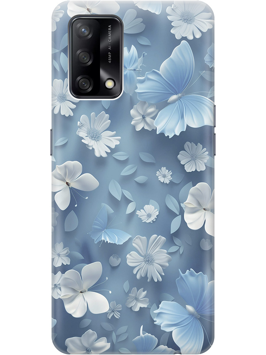 

Силиконовый чехол на Oppo A74 с принтом "Голубые бабочки", Прозрачный;белый;голубой, 726147210