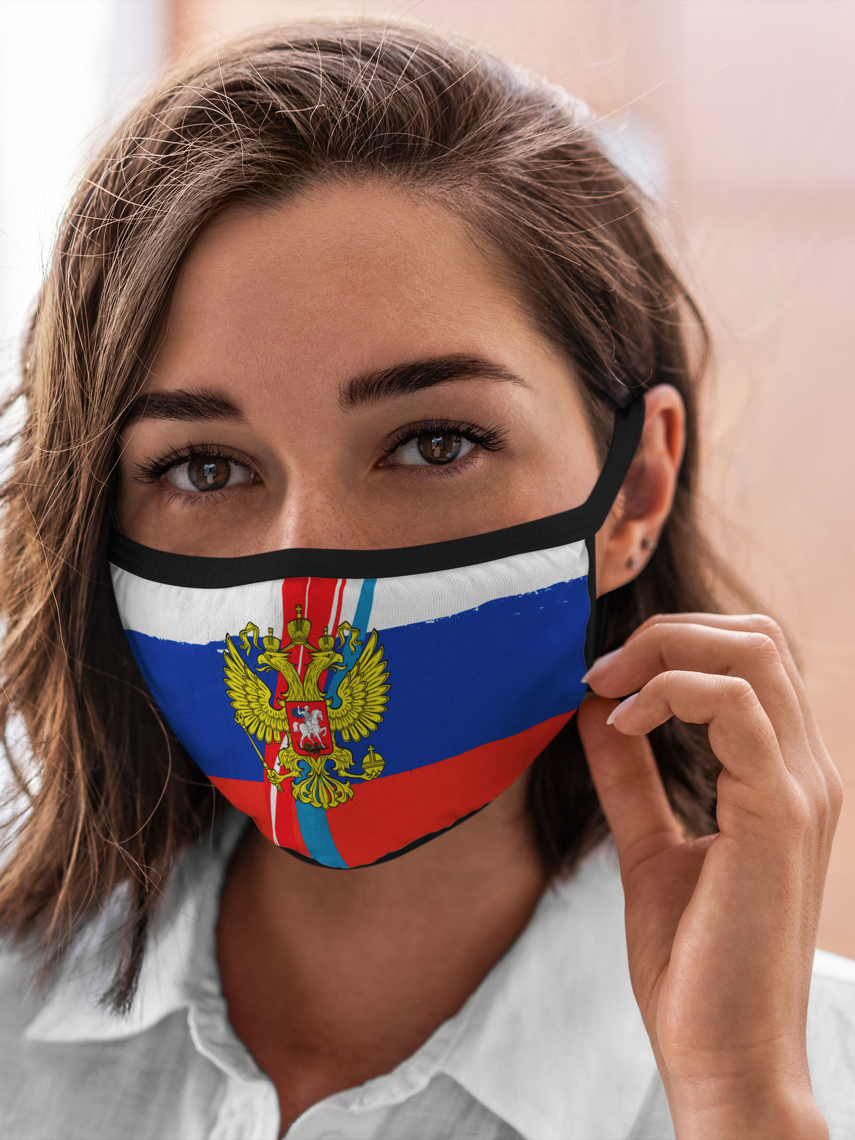 

Многоразовая маска унисекс Burnettie Флаг России Герб России., Разноцветный, Флаг России Герб России.